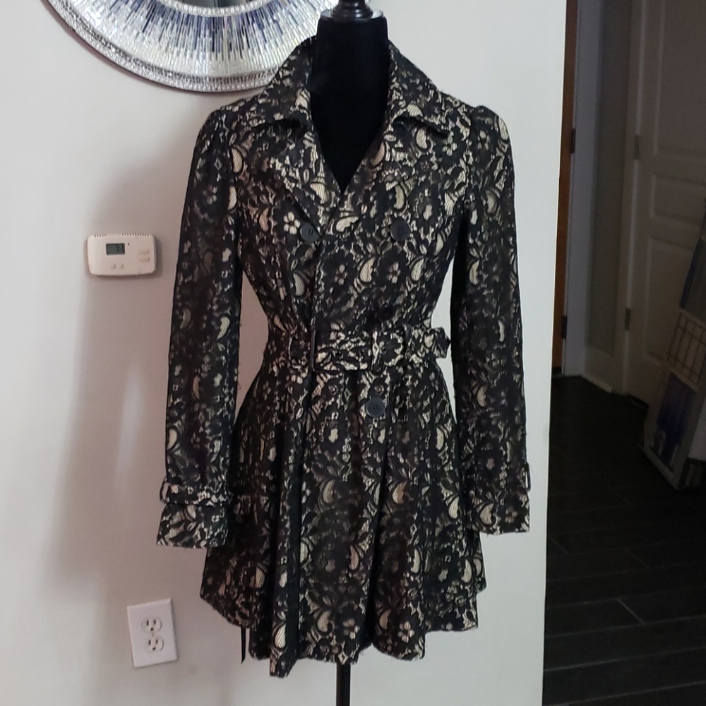 Bebe Black and cream pea coat